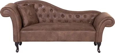 Produktbild von BELIANI Chaiselongue Linksseitig Braun Kunstleder Holzfüße Glamourös Mit Zierkissen