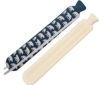 Produktbild von Liter Wärmflasche aus Gummi mit weichem Chenille-Bezug, langer Wärmbeutel