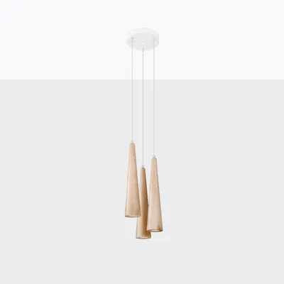Image de Lampe suspendue SULA 3P en bois naturel 3xGU10 10W bois 120x20x20cm Sollux Lighting