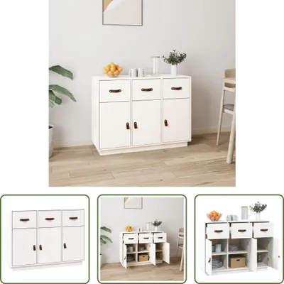 Produktbild von The Living Store Sideboard Weiß 100x40x75 cm Massivholz Kiefer