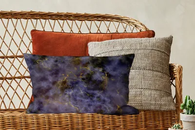 Produktbild von MuchoWow® Zierkissen Sofakissen Wohnzimmer Dekokissen 50x30 cm Achat Stein - Schwarz und Gold - Edelstein - Wohnzimmerdekoration - Polster mit Photo
