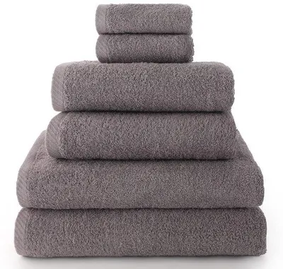 Imagen del producto de Juego de toallas Unyqoos® de 6 piezas, 100% algodón, suaves y absorbentes – Gris, incluye: 2 toallas de baño, 2 toallas de mano y 2 toallas faciales/para el bidé, de secado rápido