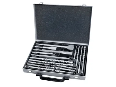 Obrázek produktu pro Vrták a sekáč SDS PLUS Extol Craft (23953) Sada 17 kusů, sekáč 250 mm: plochý 20 a 40 mm, špičatý, sekáč 140 mm: plochý 20 mm, špičatý