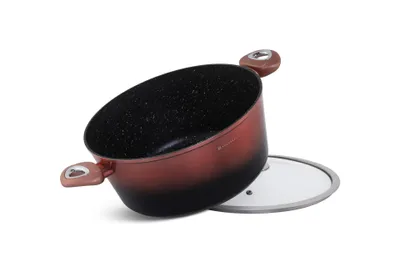 A single pot with a lid, angled on a white background.