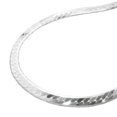 Produktbild von Kette 3mm Panzerkette flach gedrückt glänzend diamantiert Silber 925 42cm silber 3x0,5mm