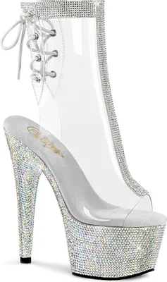 Produktbild von Pleaser BEJEWELED-1018C-2RS Plateau Stiefeletten Transparent - Silber Glitzer EU 39