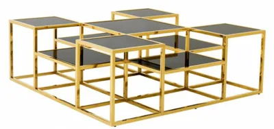 Zdjęcie produktu dla Casa Padrino designerski stolik kawowy art deco złoty z czarnym szkłem - Stolik do salonu - Luxury Collection