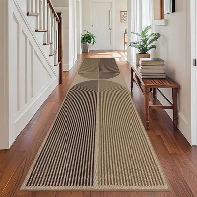 Immagine prodotto di Tappeto passamano antiscivolo per corridoio, 80x300 cm, lavabile, nero, marrone