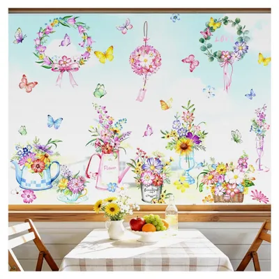 Produktbild von Fensterbilder Blumen Frühling Sommer Fensteraufkleber Selbstklebend