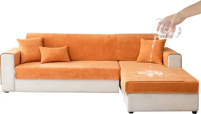 Produktbild von （45*45cm，Orange）Wasserdicht Sofakissenbezug Sofakissen aus Chenille Rutschfester Sofabezug Kratzfest Sofaschutz für Ecksofa Schlafzimmerteppich Bodenpolster Fensterbankmatte