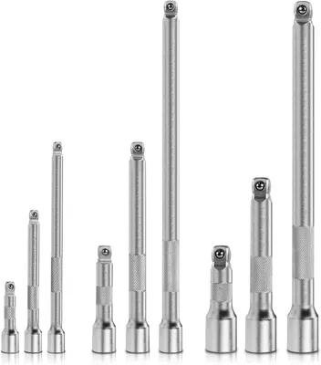Obrázek produktu pro Sada 9 pružných prodlužovacích nástavců pro nástrčné klíče, stříbrná, 1/4", 3/8", 1/2"