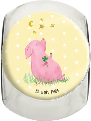 Produktbild von Mr. & Mrs. Panda keksglas Schwein Glück L 870ml - Gelb Pastell - Geschenk, Kaffeedose, Süßigkeitenglas, Bonboniere, Aufbewahrungsdose, Tiermotive, Motivation, Sterne