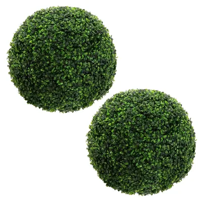 Künstliche Buchsbaumkugeln, 2er-Set, Ø45 cm, grün