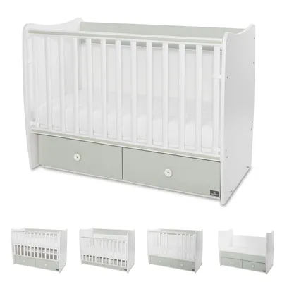 Produktbild von Lorelli Babybett MATRIX NEW Kinderbett 120 x 60 cm, 2 Ebenen, 2 Schubladen grün