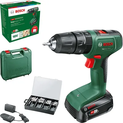 Produktbild von Bosch Akku Schlagbohrschrauber EasyImpact 18V-40 (1x Akku 2,0 Ah, 18 Volt System, mit 173-tlg. Befestigungsset, im Koffer) – Amazon Edition