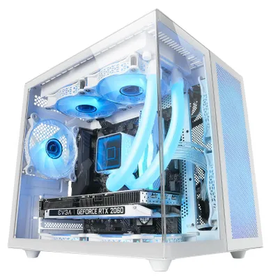 Produktbild von Mars Gaming MC-NOVAMW, Mini Tower, PC, Weiß, micro ATX, Mini-ITX, Metall, Gehärtetes Glas, Gaming