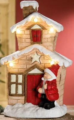 Produktbild von GILDE Winterhaus Junge und LED Beleuchtung, 20x30x49 cm