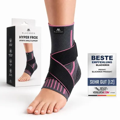 Produktbild von BLACKROX Sprunggelenkbandage, Vergleichssieger, Knöchelbandage, Sprunggelenk Bandage, Sport, Handball, Fußball, Volleyball, Fußbandage, Pink, Gr. XL