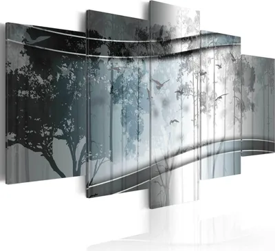 Produktbild von Leinwandbilder 200x100 cm b-C-0005-b-p Vlies Leinwandbild 5 tlg Kunstdruck modern Wandbilder XXL Wanddekoration Design Wand Bild BÄUME VOGEL WALD NATUR
