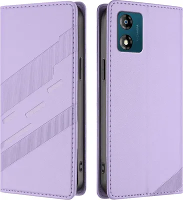 Produktbild von Hülle für Motorola Moto E13, Kunstleder Brieftaschen Handyhülle mit Kartenfach und Standfunktion Violett