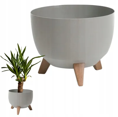 Obrázek produktu pro Šedý květináč na nožičkách, průměr 28 cm, výška 22 cm, pro zahradu i balkon