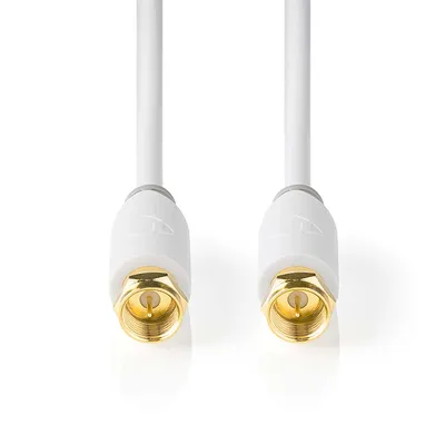 Image de Câble satellite et d'antenne Nedis - F mâle - F mâle - Plaqué or - 90 dB - 75 Ohm - Blindage unique - 2.00 m - Rond - PVC - Blanc - Boîte