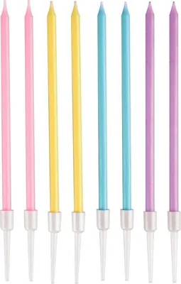 Image de 8 bougies à gâteau pastel multicolores