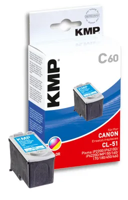 Produktbild von KMP C60, Hohe (XL-) Ausbeute, Cyan, Magenta, Gelb, Tinte auf Pigmentbasis, 1 Stück(e)