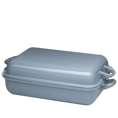 Produktbild von Riess Bratpfanne mit Deckel 37x26cm Pure Grey Emaille