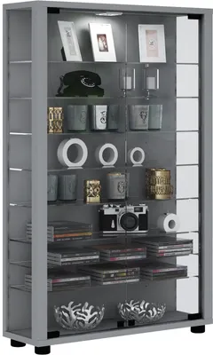 Immagine prodotto di Vetrina in piedi | Vetro con vetro di sicurezza ESG | Dimensioni ca. H. 90 x W. 59 x D. 18 cm | Vetro per stand | Moderno e salvaspazio | Espositore in vetro – Lumo Mini