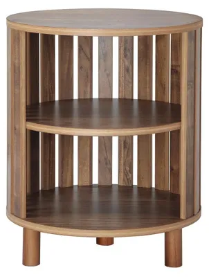 Imagen del producto de Mesita de noche redonda con detalles calados, altura 50 cm - LIAM