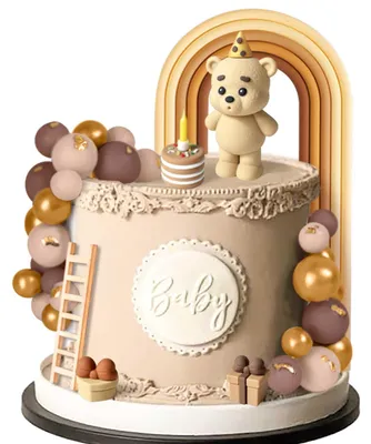Produktbild von Brauner Teddybär-Tortendekor für Geburtstage und Taufen