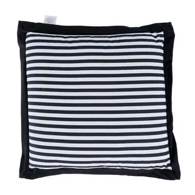 Image de HOMESCAPES Coussin de chaise à rayures noires 100% coton avec rembourrage en polyester