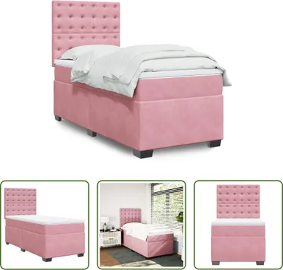 Produktbild von The Living Store Boxspringbett mit Matratze Rosa 100x200 cm Samt