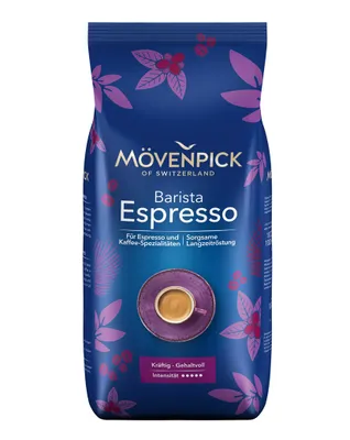 A bag of Movenpick Barista Espresso coffee beans.