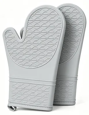 Silikon-Ofenhandschuhe, hitzebeständig bis 260 °C, grau, 2 Stück