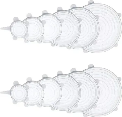 Produktbild von Silikon-Lebensmitteldeckel, 12er-Pack Silikon-Stretchdeckel, flexibel, wiederverwendbar, Lebensmittelaufbewahrungsdeckel, dehnbare Schonabdeckungen