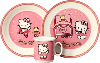 Produktbild von Kinderporzellanset Hello Kitty, rosa, Thun, 3 Stück