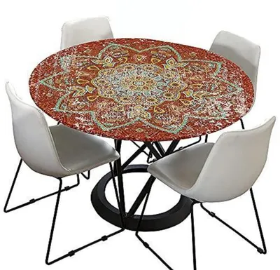 Zdjęcie produktu dla Obrus outdoor, okrągły, 120 cm, zmywalny, wodoodporny, czerwony, wzór mandali