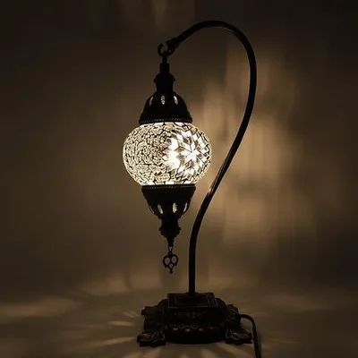 Immagine prodotto di Lampada mosaico turca - Lampada da tavolo con collo di cigno - Lampada marocchina - Ø 12 cm, altezza 43 cm - Realizzata a mano e colorata