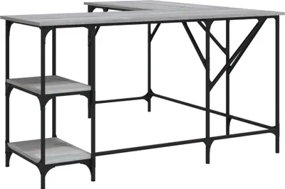 Obrázek produktu pro vidaXL Psací stůl Grey Sonoma 139x139x75 cm Materiál na bázi dřeva
