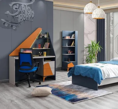 Produktbild von Jugendzimmer Set Schreibtisch Bücherregal Komplett Moderne Schränke -Qualität