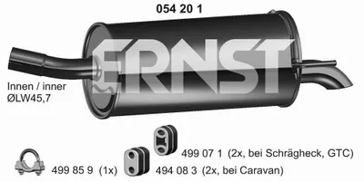 Produktbild von ERNST 054201 Endschalldämpfer für OPEL Astra H Caravan (A04) Auspuff