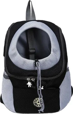 Image de Sac à dos de transport pour chiens ASKSA,Sac à dos ajustable pour animaux domestiques pour petits chiens et chats,Bandoulière rembourrée,Sac frontal pour animaux domestiques avec crochet de sécurité,Noir