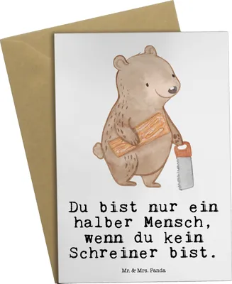 Produktbild von Mr. & Mrs. Panda Grußkarte Schreiner Herz - Weiß - Geschenk, einladungskarten, glückwunschkarten, dankeskarten, osterkarten, osterkarte