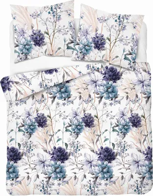 Zdjęcie produktu dla Detexpol Pościel satynowa 220x200 akwarelowe kwiaty w odcieniach lawendy 5222 A Home Satin 41