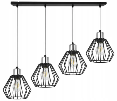 Produktbild von LED Pendelleuchte mit Draht-Lampenschirm – Moderne Hängelampe / Kronleuchter im Industrial Design