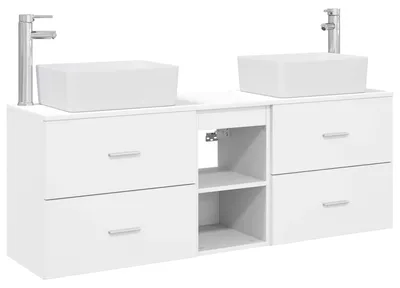 Image de vidaXL Ensemble de 3 meubles de salle de bain, blanc, 53 x 34,5 x 63 cm