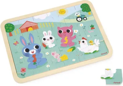 Immagine prodotto di Janod puzzle di legno della fattoria - giocattolo educativo 24 pezzi per bambini