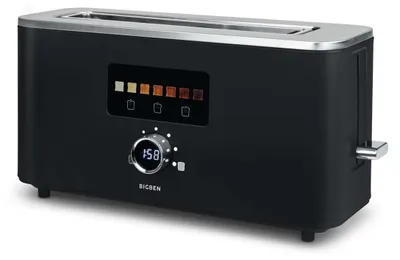 Toaster Langschlitz 7 Bräunungsstufen Auftauen Krümelschublade schwarz